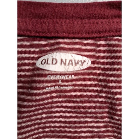 Old Navy Size Large Womens Red White Striped Long Sleeve Cotton‎ Top - Picture 2 of 8